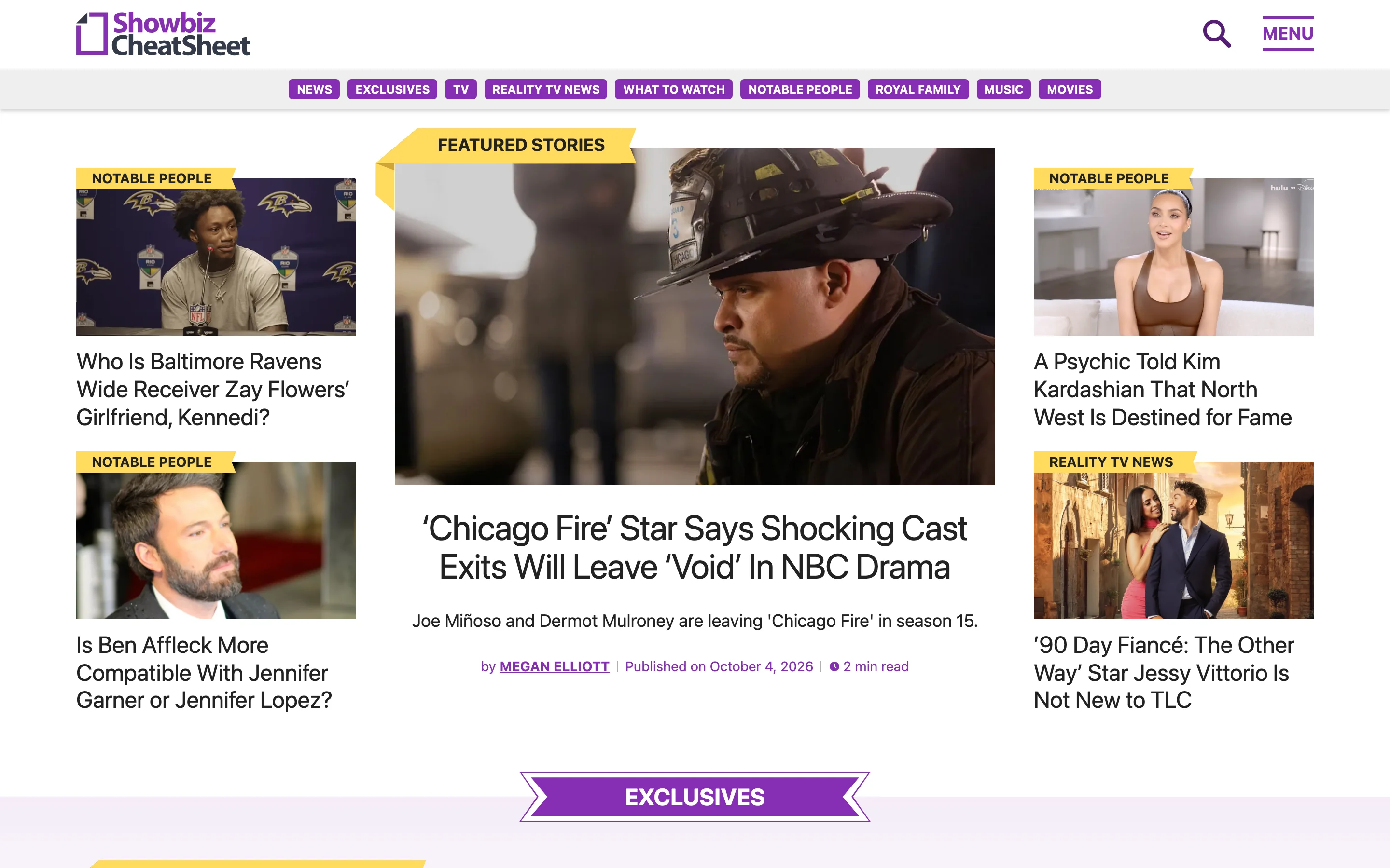 Showbiz Cheat Sheet home page