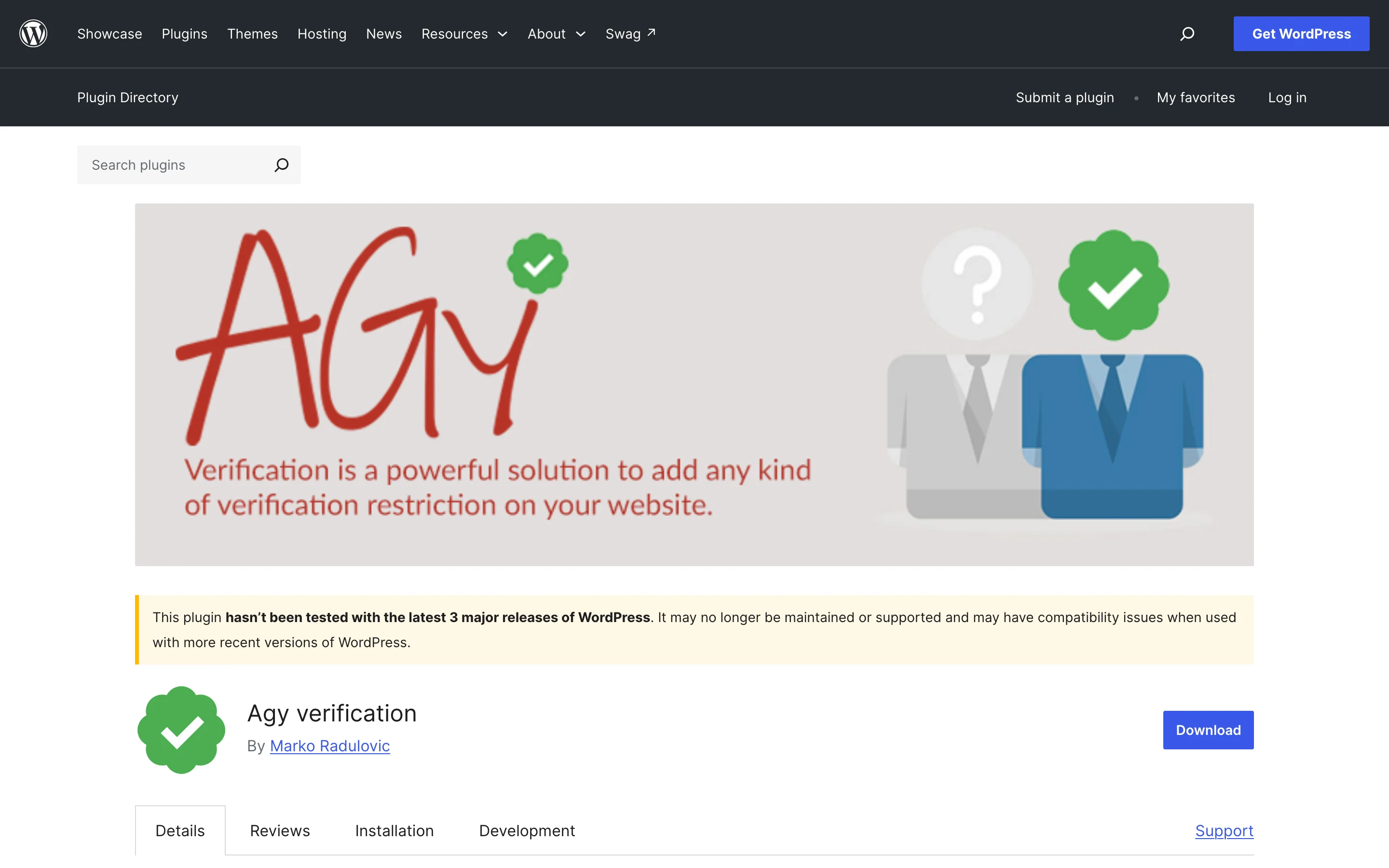 AGY Verification on WordPress.org