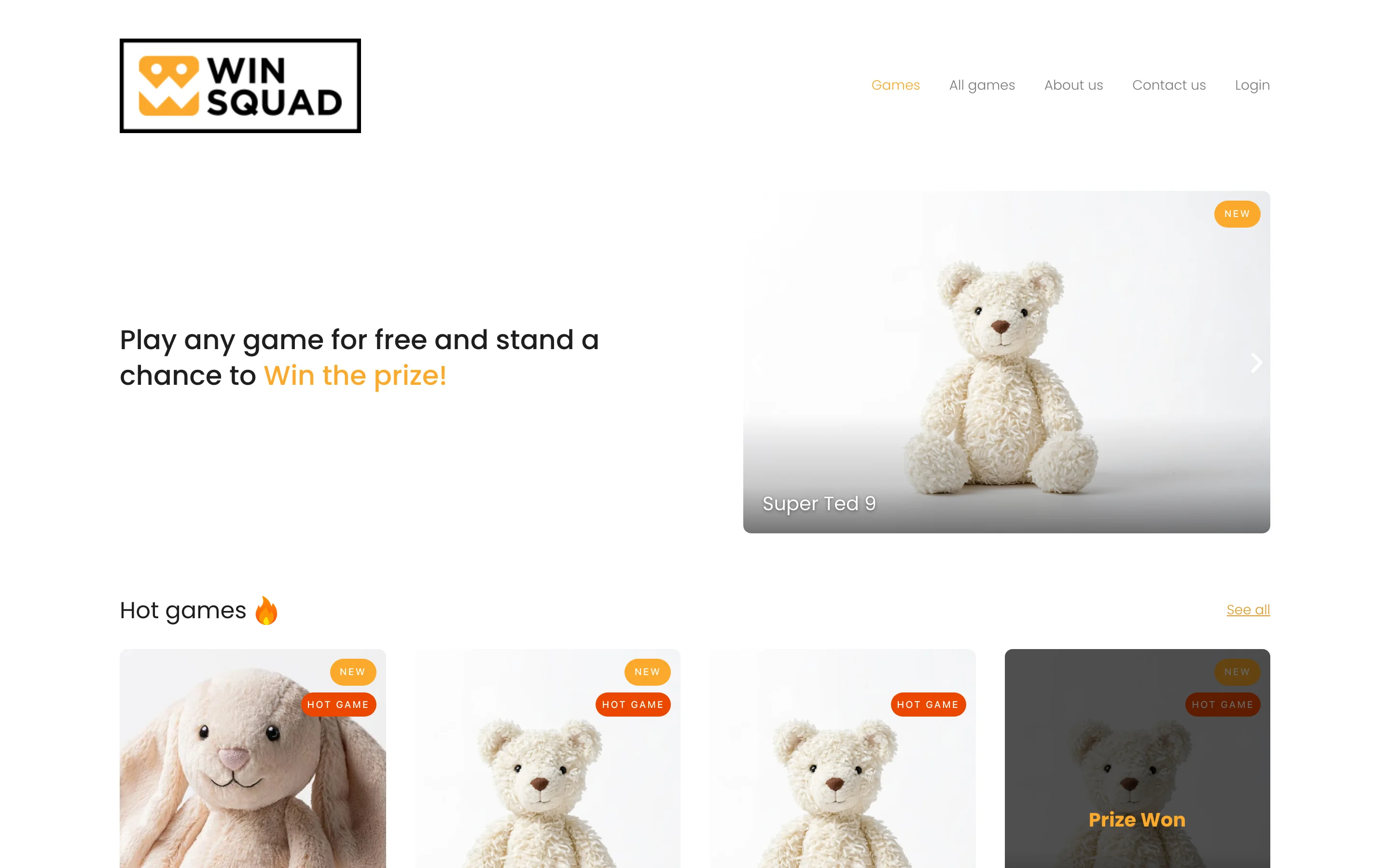Win Squad home page