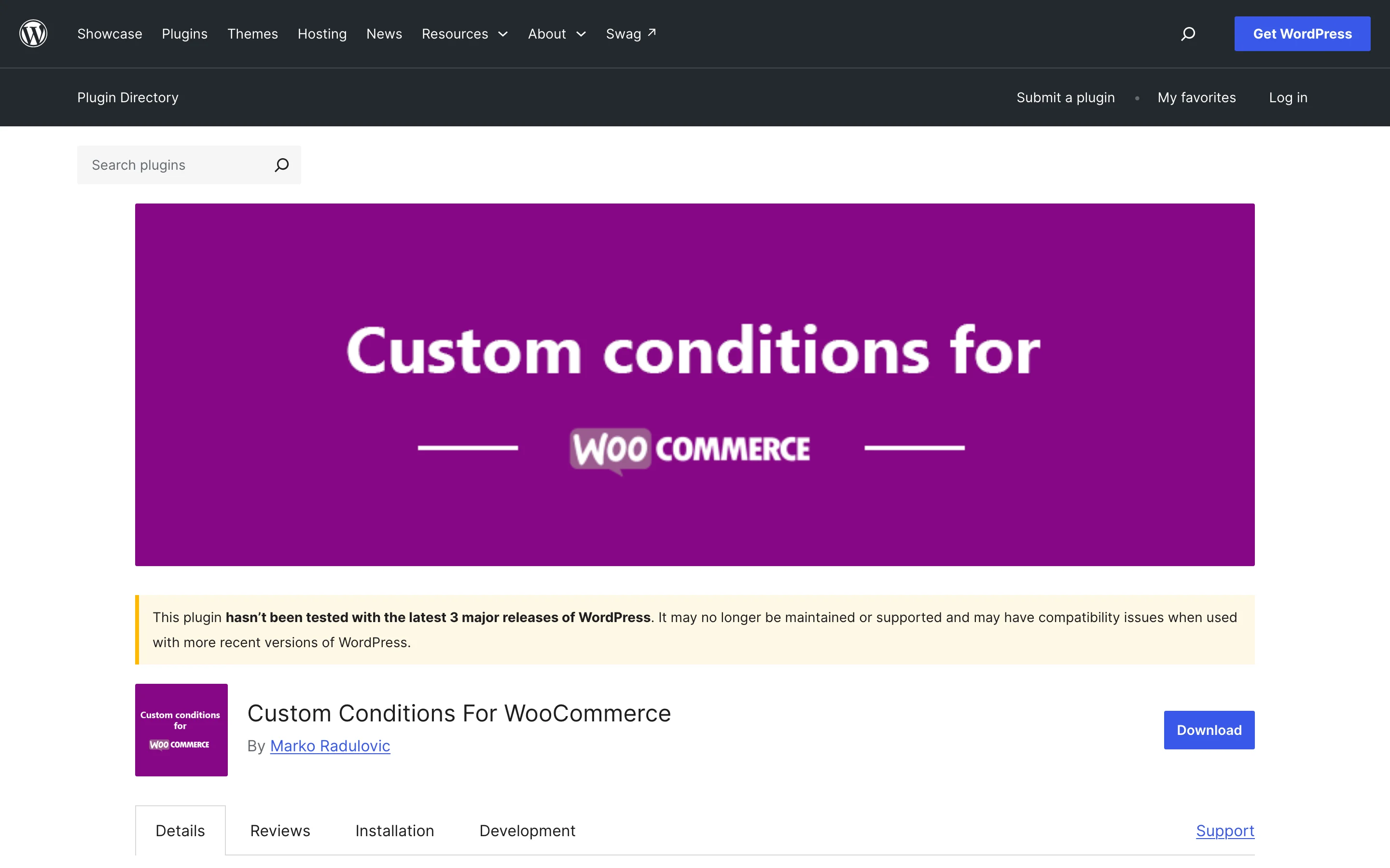 Custom Conditions for WooCommerce on WordPress.org
